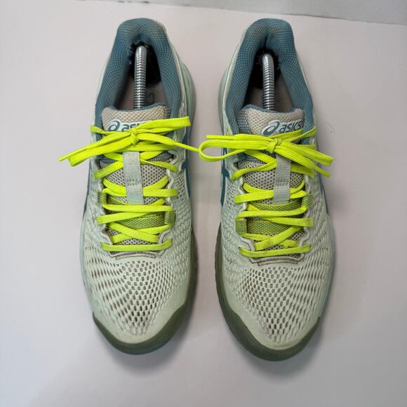 Asics Athletic Shoes in White and Blue with Yellow Accents - Picture 3 of 9